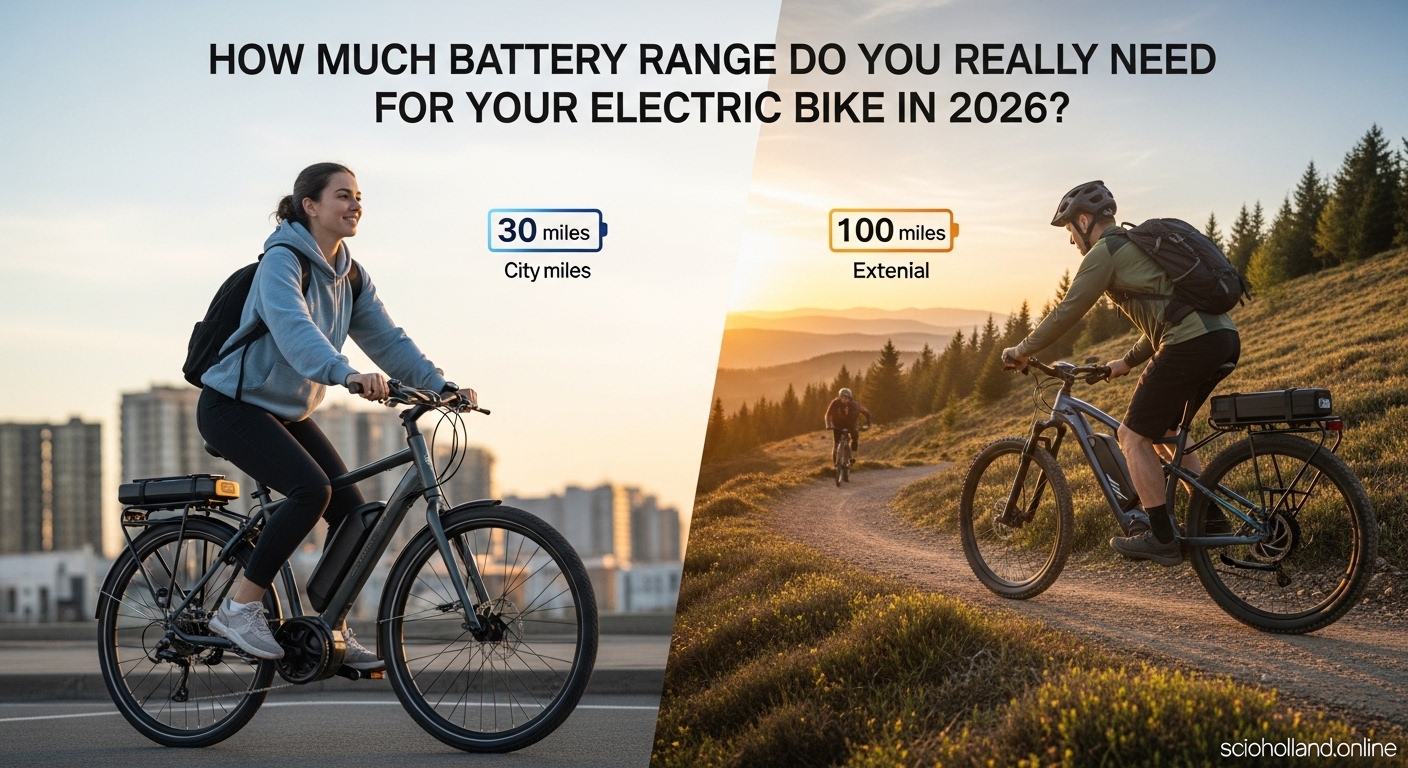 Electric bike battery range comparison 2026, showing different distances for urban and long rides