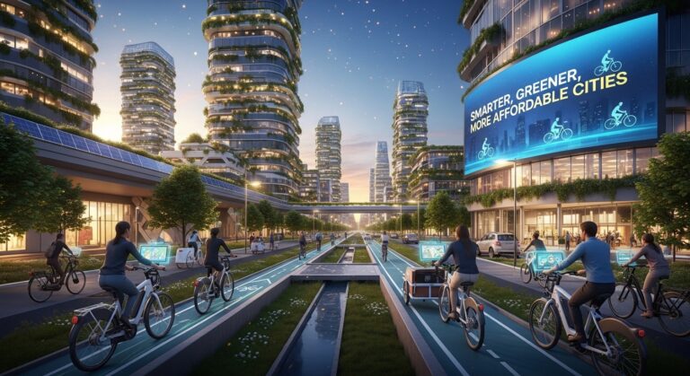 The Future of Electric Bikes in Urban Transportation - Modern e-bike riding through city streets