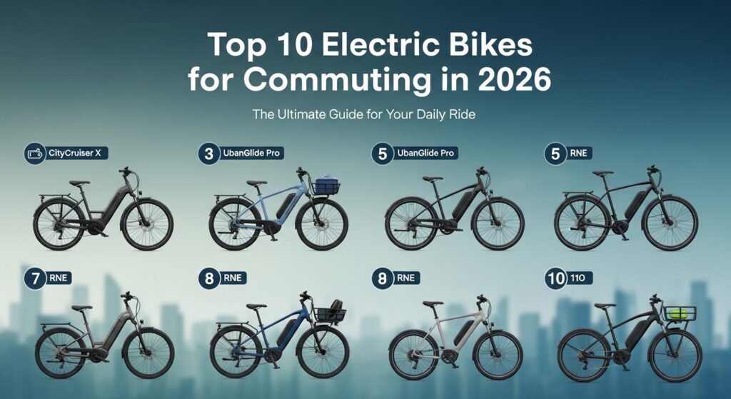 Top 10 electric bikes for commuting in 2026 displayed in a modern urban city street