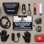 Electric bike rider using essential e-bike accessories in urban setting 2026